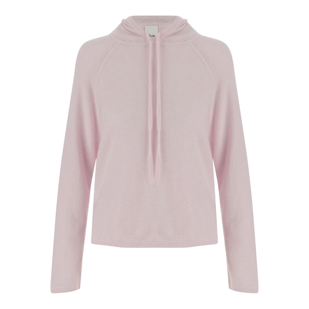 Allude Wol-Kasjmier Trui met Trekkoord Capuchon Pink Dames