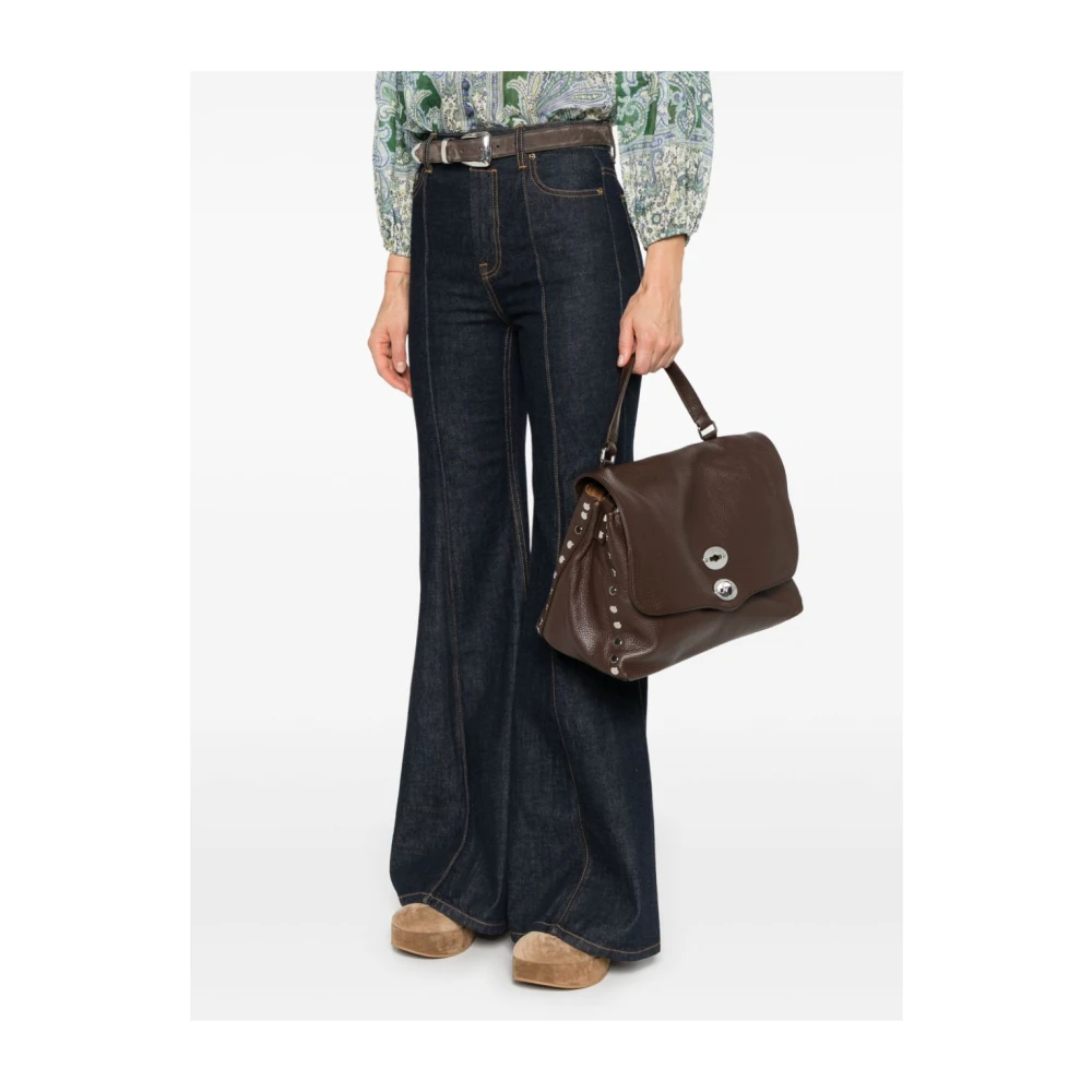 Zanellato Bruine Schoudertas met Overslag Brown Dames