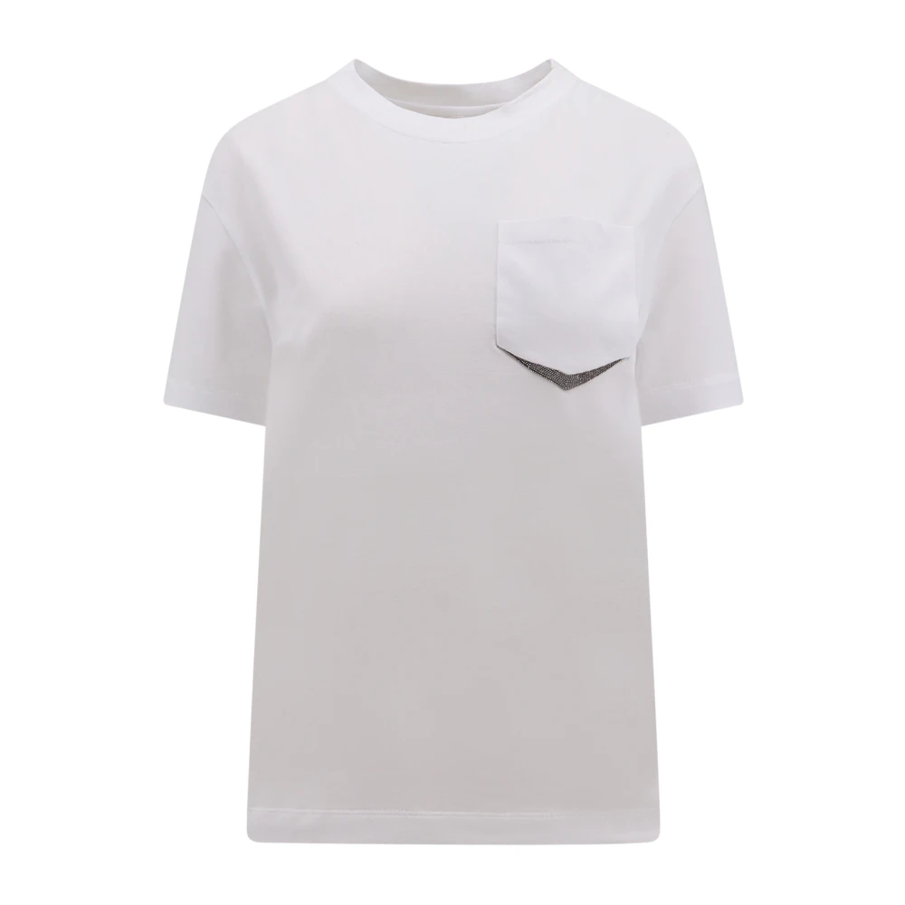 BRUNELLO CUCINELLI Wit Crew-Neck T-Shirt voor Dames White Dames