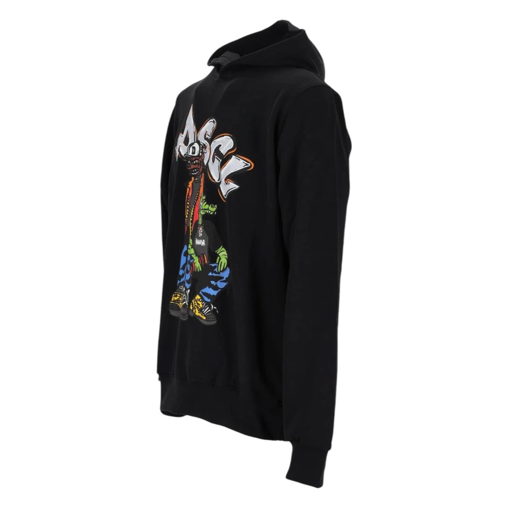 Disclaimer Lichtgewicht hoodie met geribbelde manchetten Black Heren