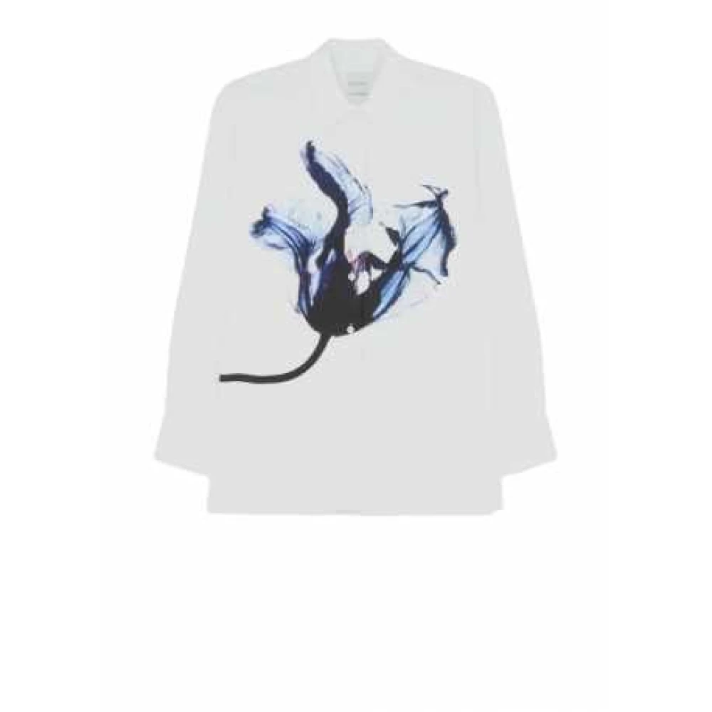 Paul Smith Witte Katoenen Blauwe Iris Print Oversized Shirt White Dames
