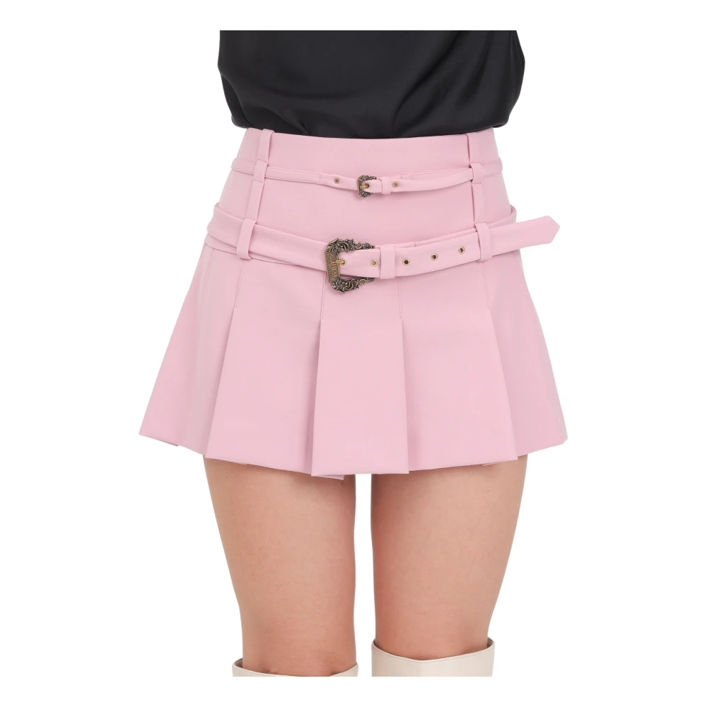 Versace Jeans Couture Roze Geplooide Rok met Barok Gespen Pink Dames