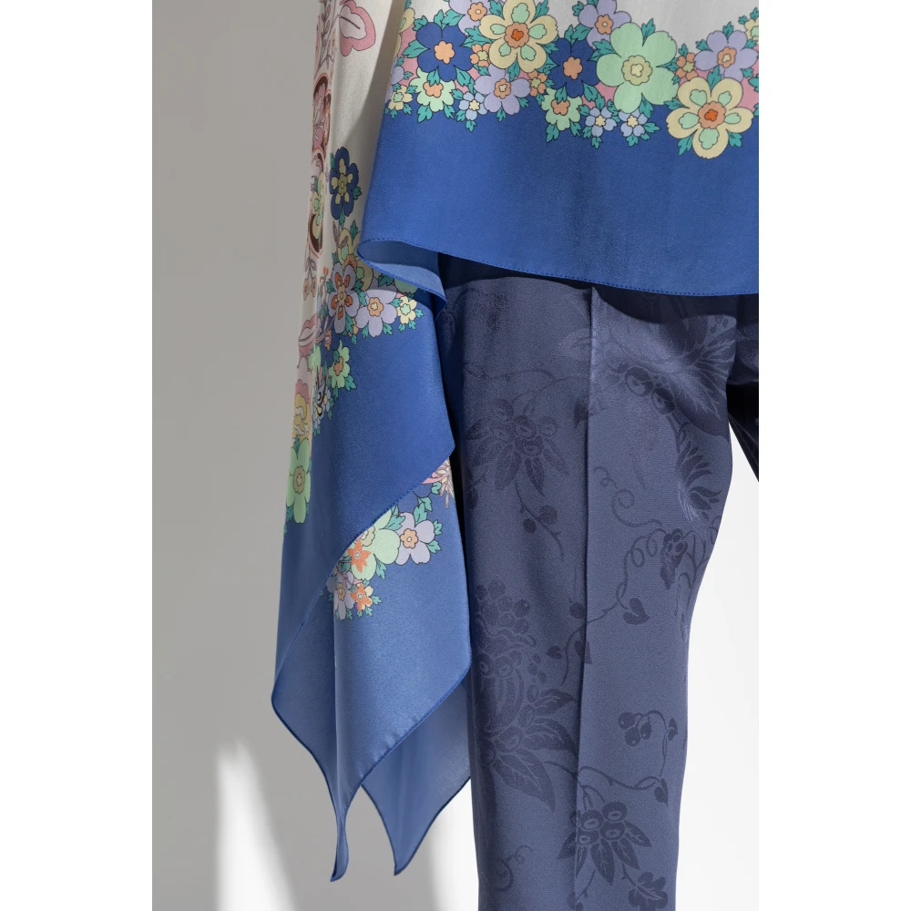 ETRO Zijden top met bloemmotief Beige Dames