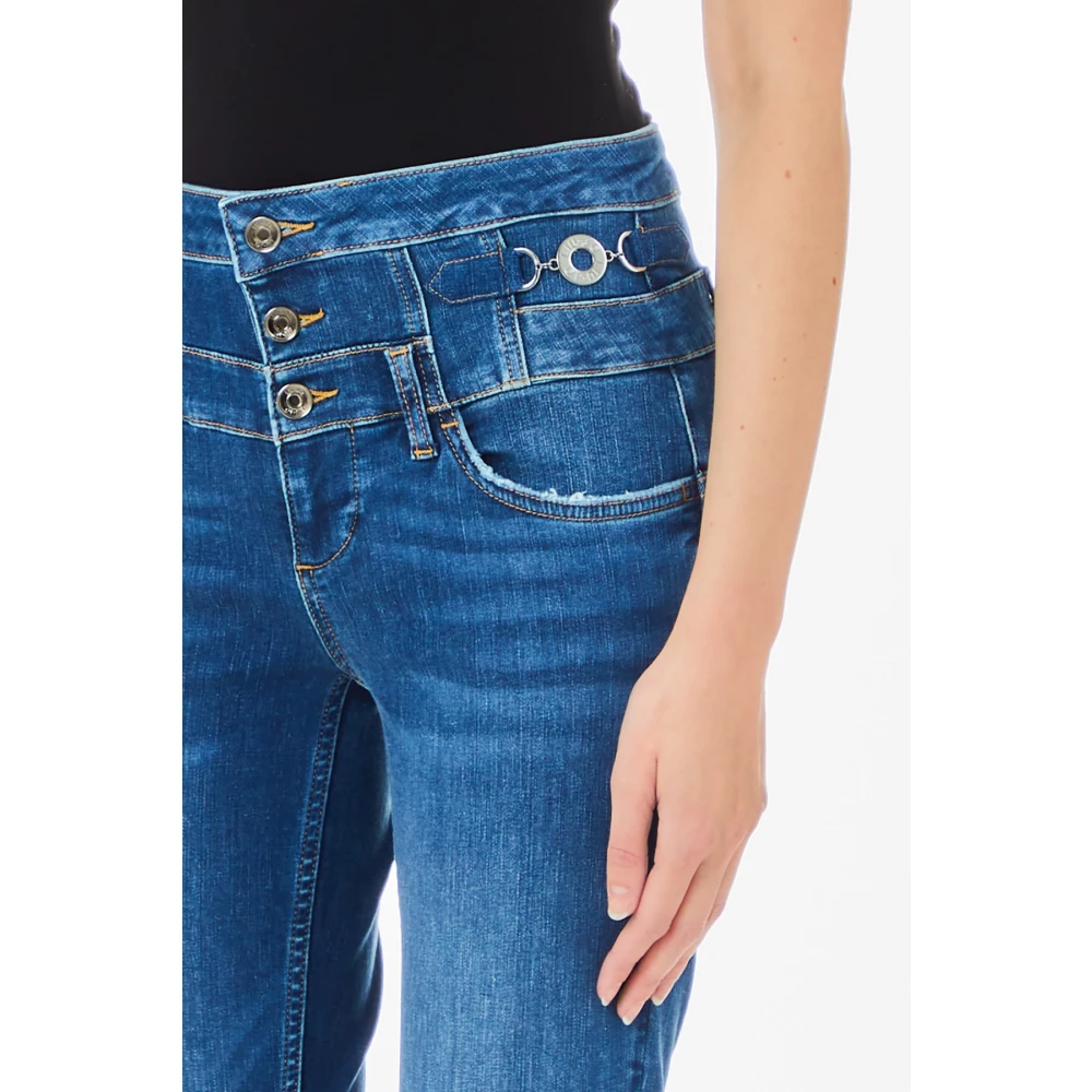 Liu Jo Hoge Taille Skinny Bottom-Up Jeans Blue Dames