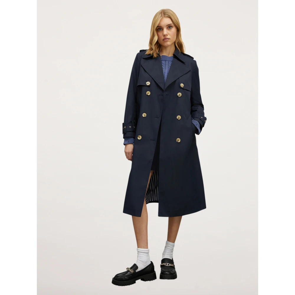 Motivi Lange dubbelrijige trenchcoat Blue Dames