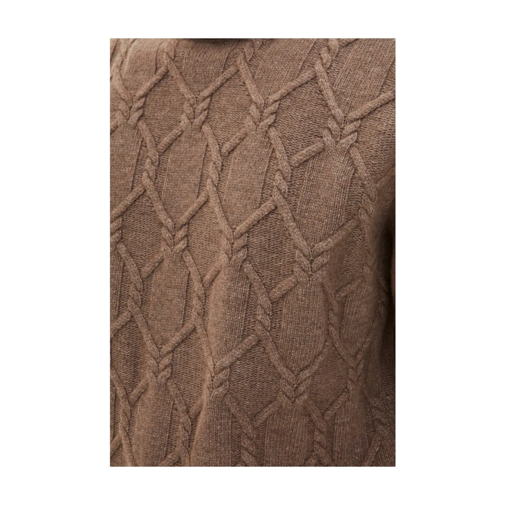 Oscar Jacobson Beige Rollneck Trui Structuur Brown Heren