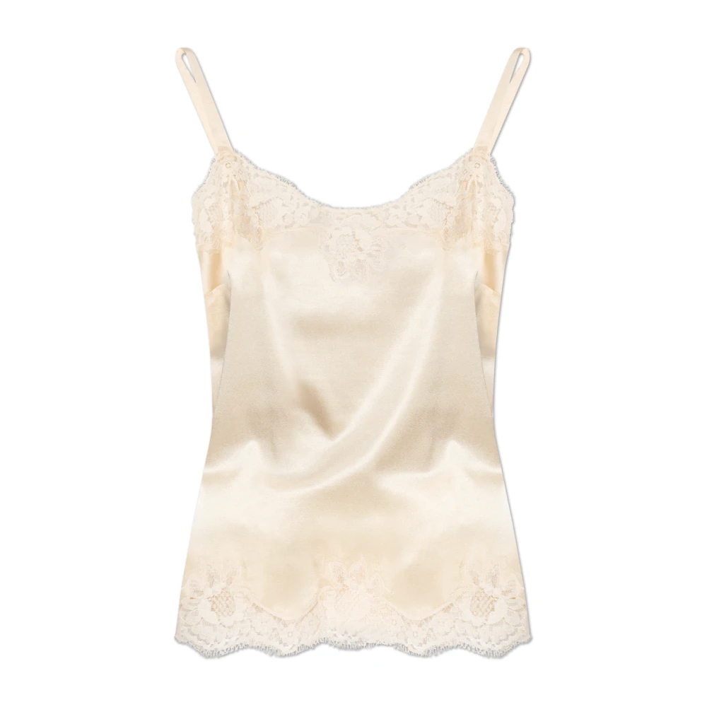 Dolce & Gabbana Mujer Beige - Top Estilo Lencería De Satén - Tops - S