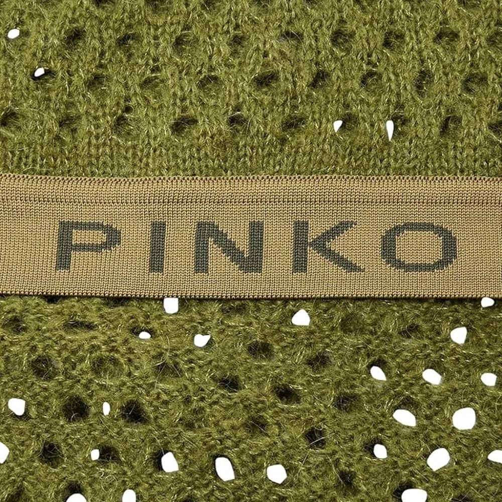 pinko Mesh Alpaca Sjaal met Logoprint Green Unisex