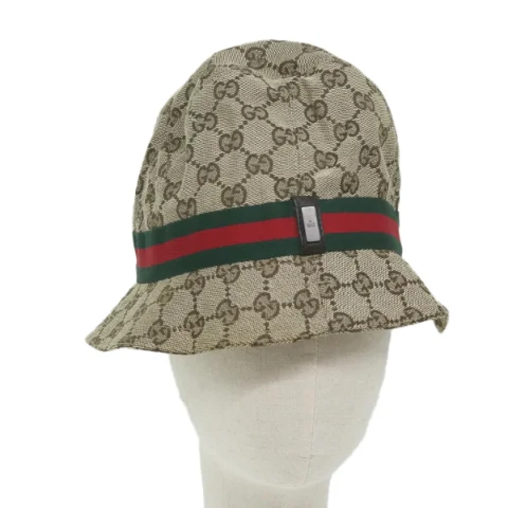 Gucci Vintage Pre-owned Canvas hats Beige Dames