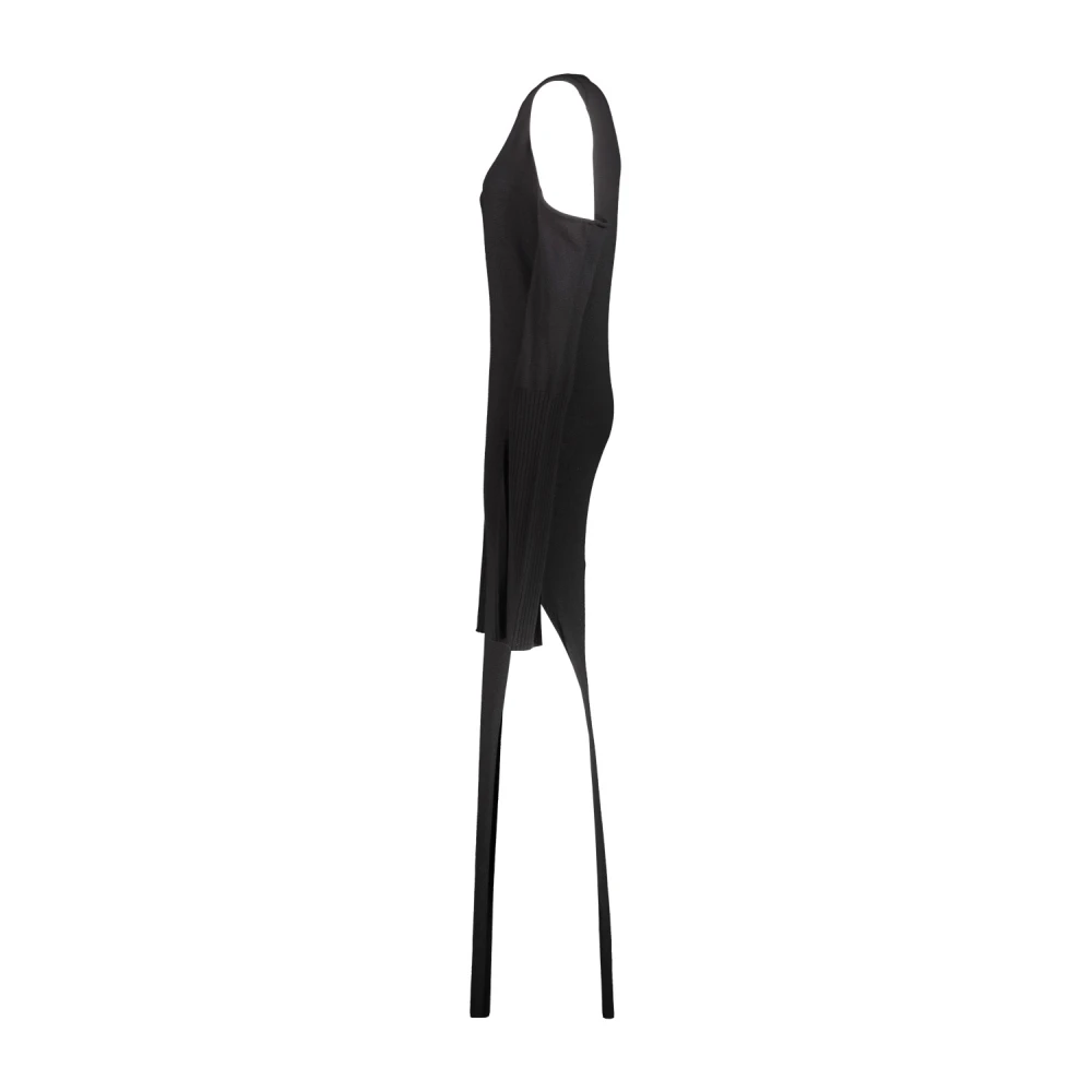 Rick Owens Maxi Gebreide Jurk met Cape Mouwen Black Dames