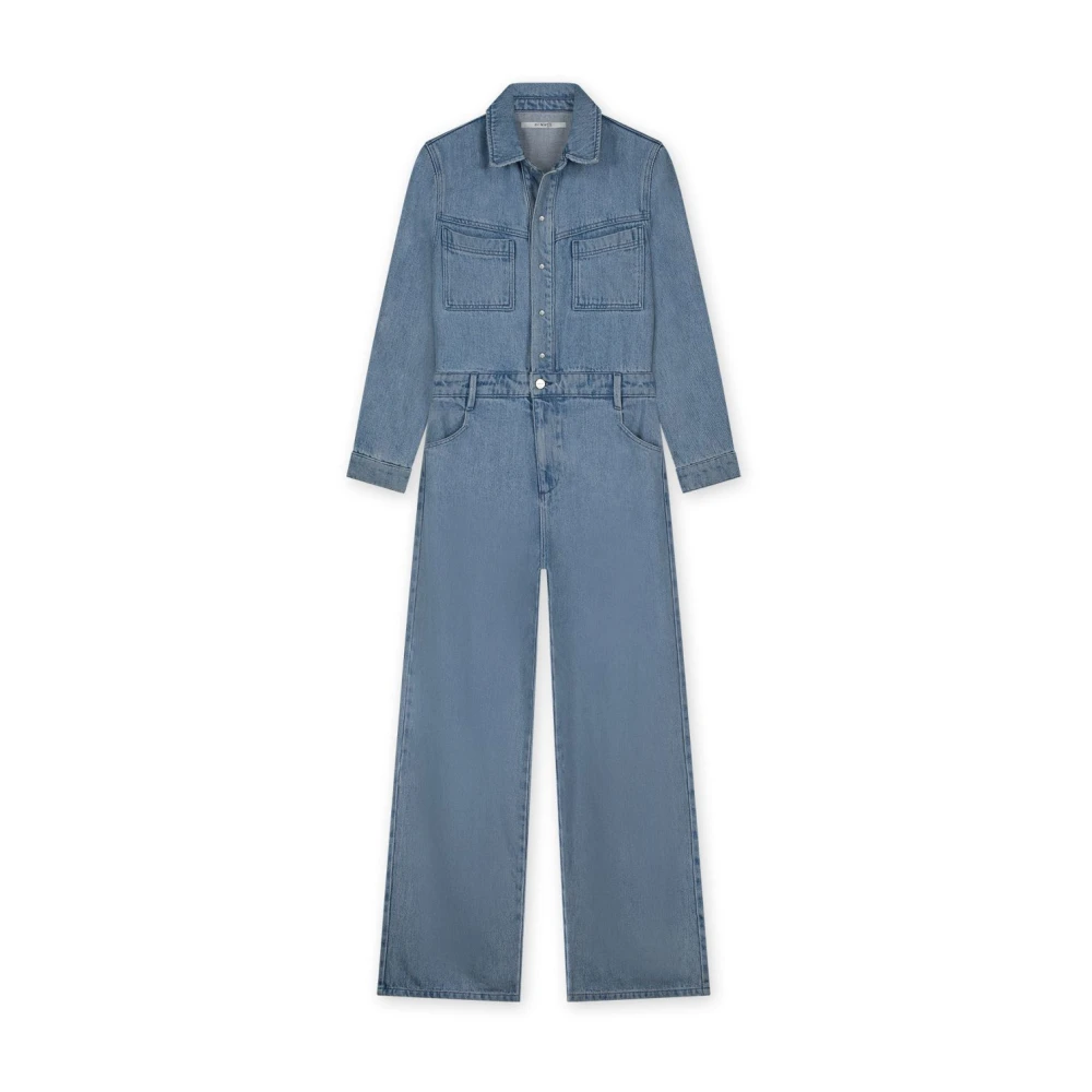 Homage Flowy denim jumpsuit med pärlknappar Blue, Dam