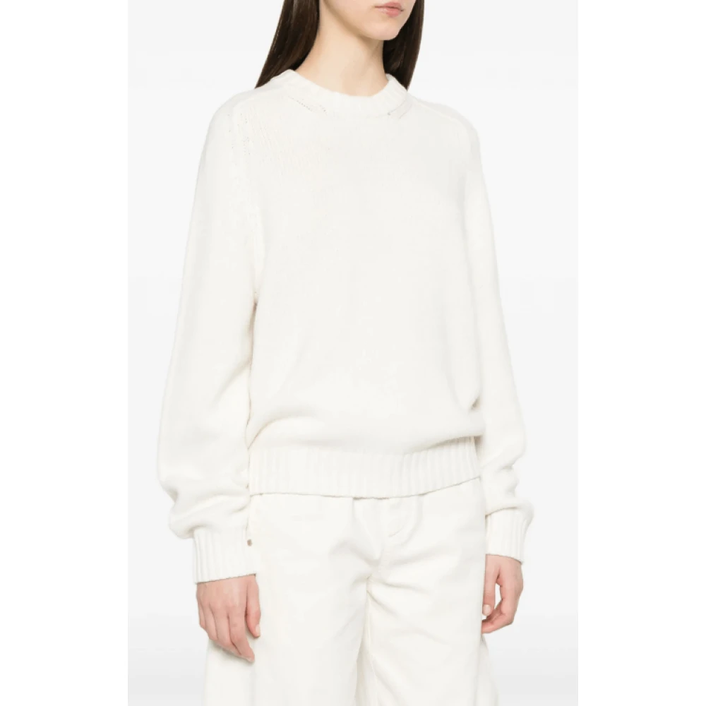 Khaite Witte Crew Neck Sweater met Raglan Mouwen White Dames
