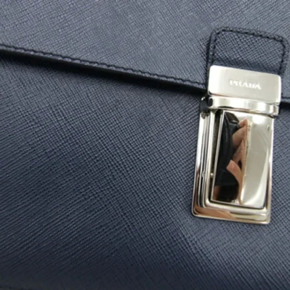 Prada Vintage Pre-owned Leather prada-bags Blue Heren