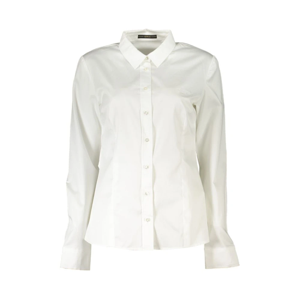 Guess Women's White Cotton Shirt With Italian Collar - Shirts - Xl - Blouses & Shirts