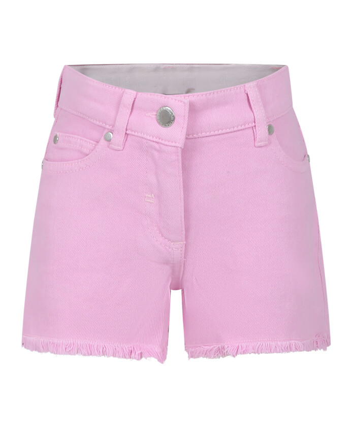 pink-cotton-casual-shorts-with-fringed-hems