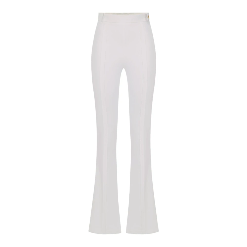 Elisabetta Franchi Women's White Double-Layer Stretch Crepe Trousers - Wide Trousers - 2XL - Trousers