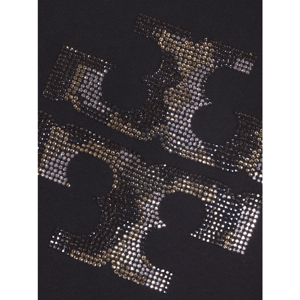 TORY BURCH Zwarte Crystal Logo Sweatshirt Black Dames