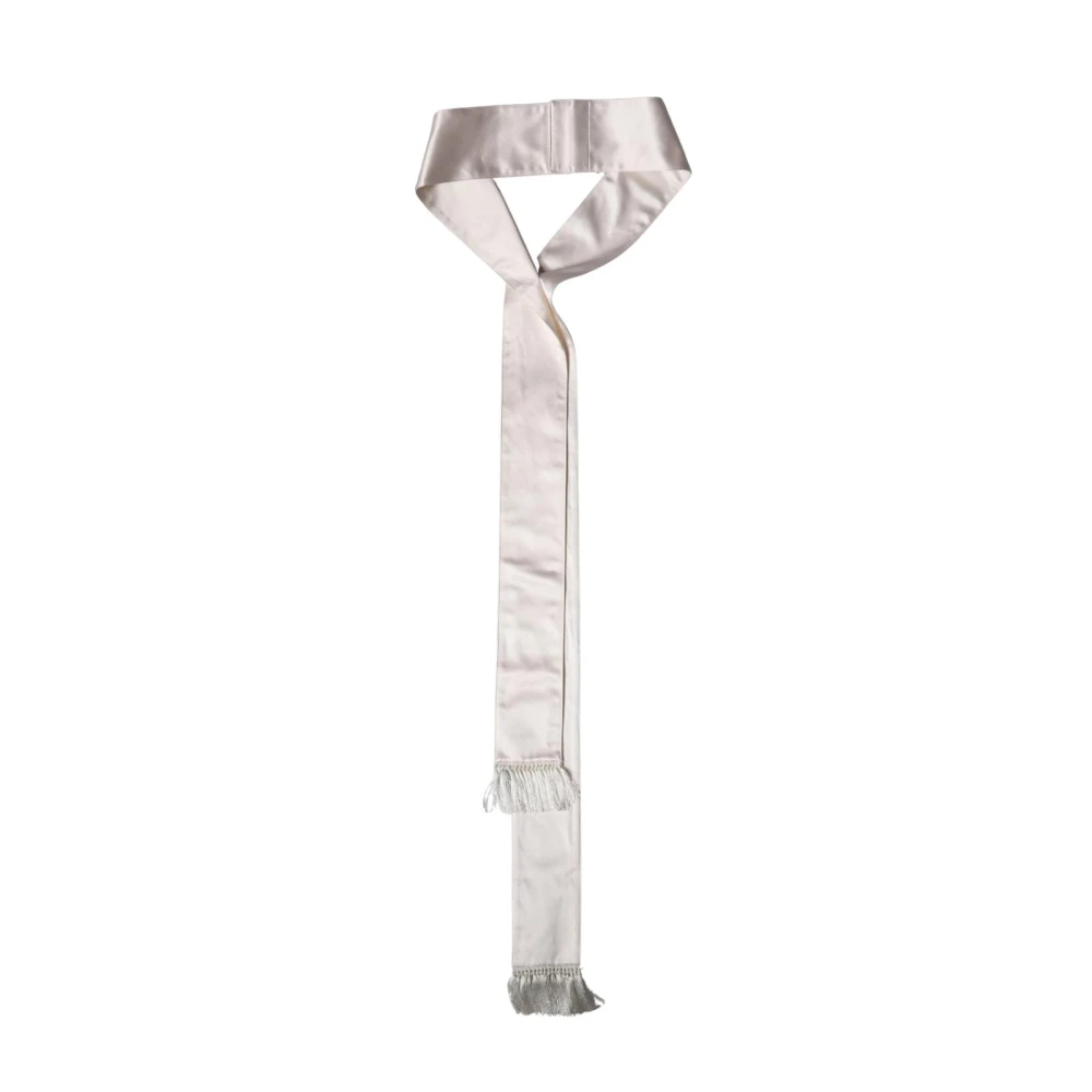 Dolce & Gabbana Vit Silk Satin Fringed Foulard Scarf