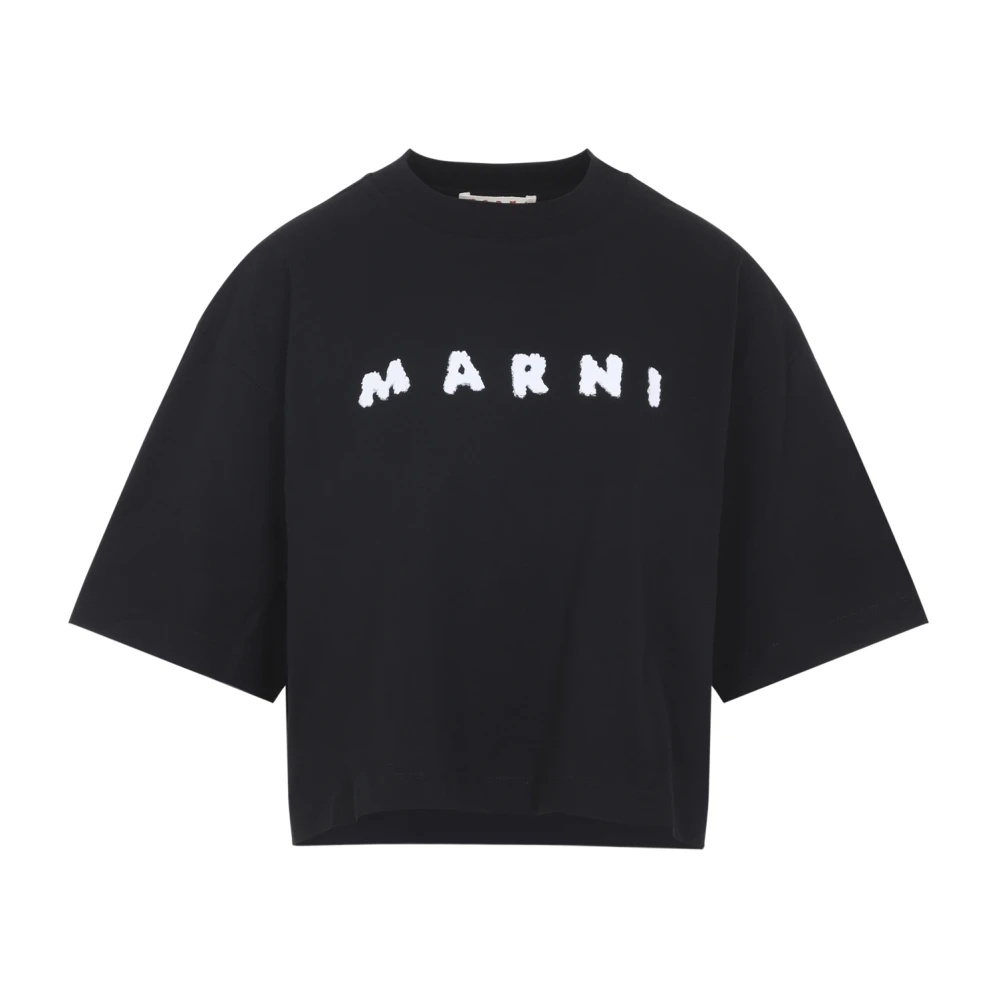 Marni Women's Black T-Shirts, Xs, Logo T-Shirt