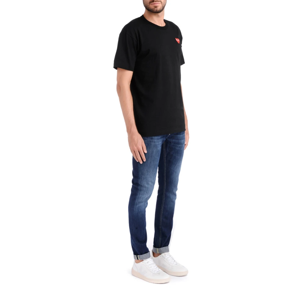 Comme des Garçons Play Zwarte Katoenen Hart Logo T-shirt Black Heren