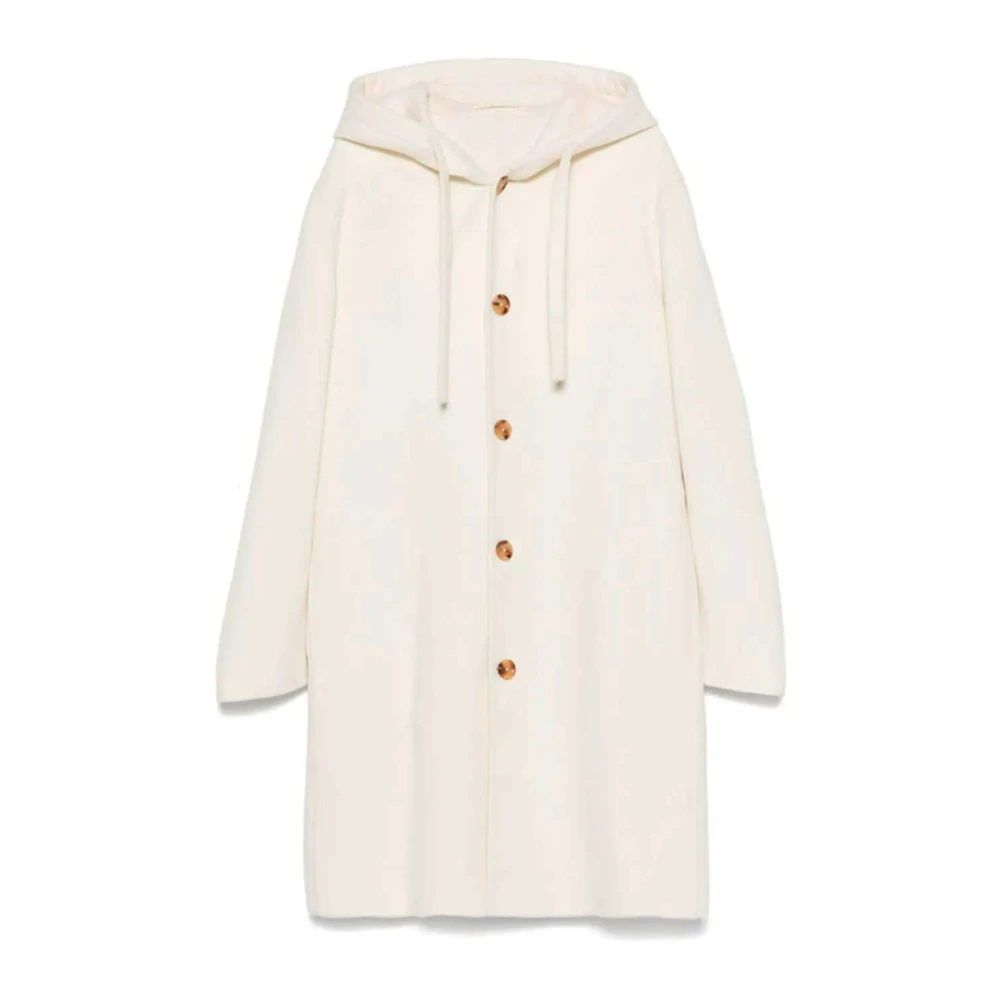 Lardini Witte Virgin Wool Hooded Jas White Heren