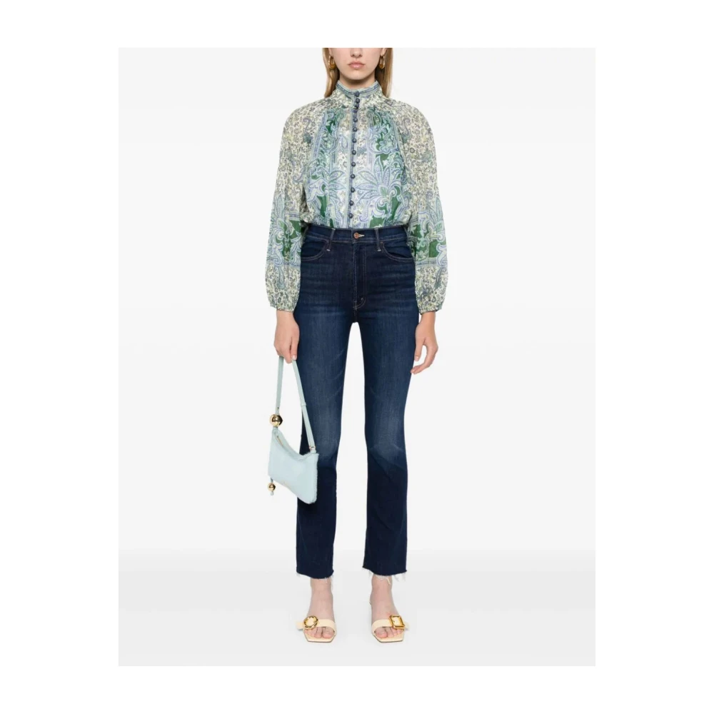 Mother Blauwe Denim Straight-Leg Jeans Blue Dames