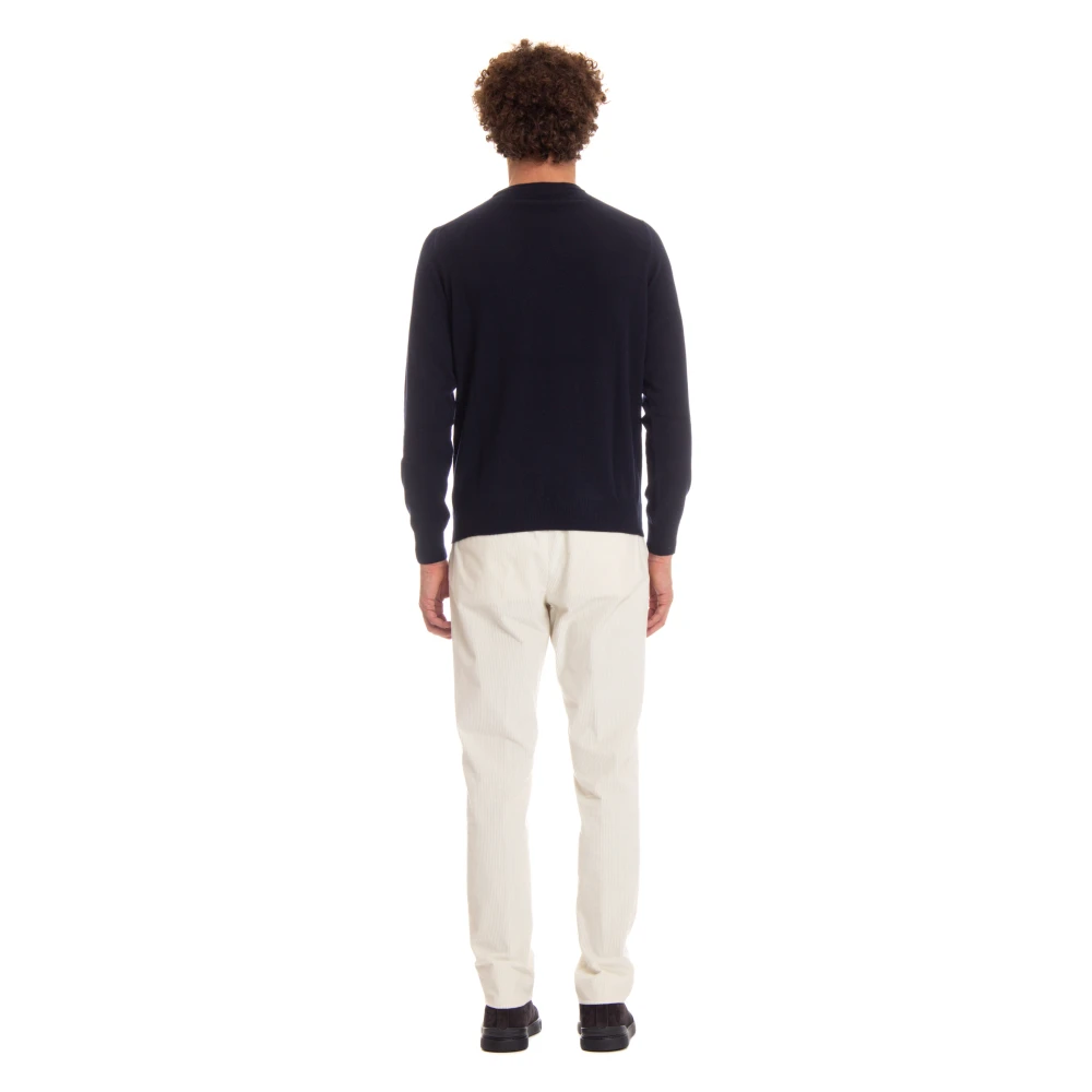 Colombo Blauwe Cashmere Trui Zig-Zag Patroon Blue Heren