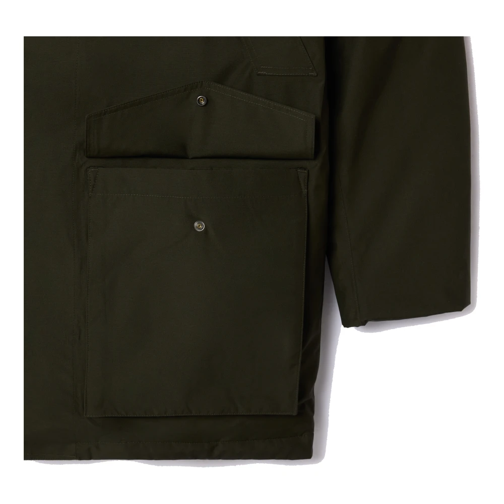 Lacoste Waterdichte Gewatteerde Parka Khaki Groen Green Heren