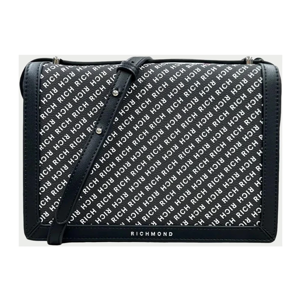 John Richmond Zwarte Crossbody Tas met All-Over Logo Black Dames