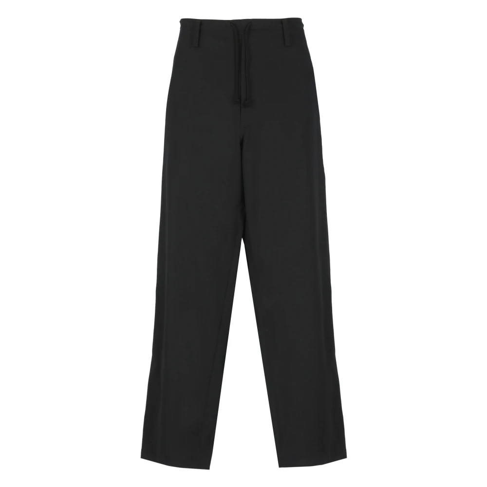 Yohji Yamamoto Zwarte wollen broek met trekkoord Black Heren