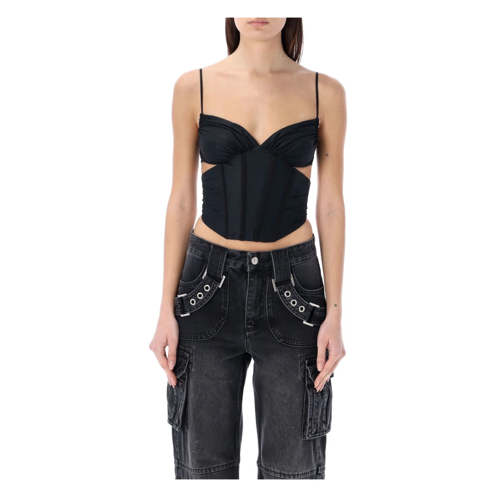 Misbhv Zwarte Corset Top met Ruches Black Dames