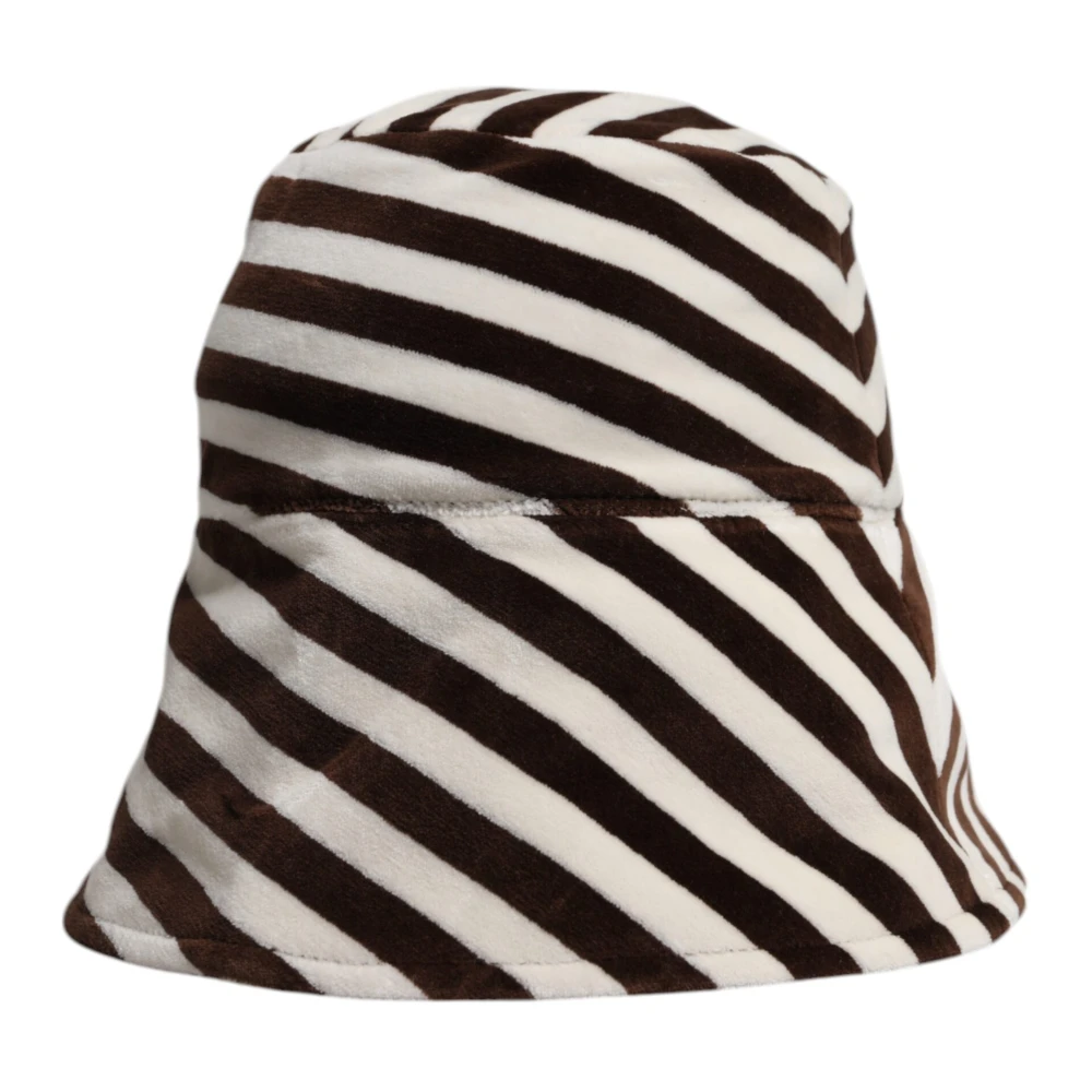 Dolce & Gabbana Men's Striped Cotton Bucket Hat With Logo