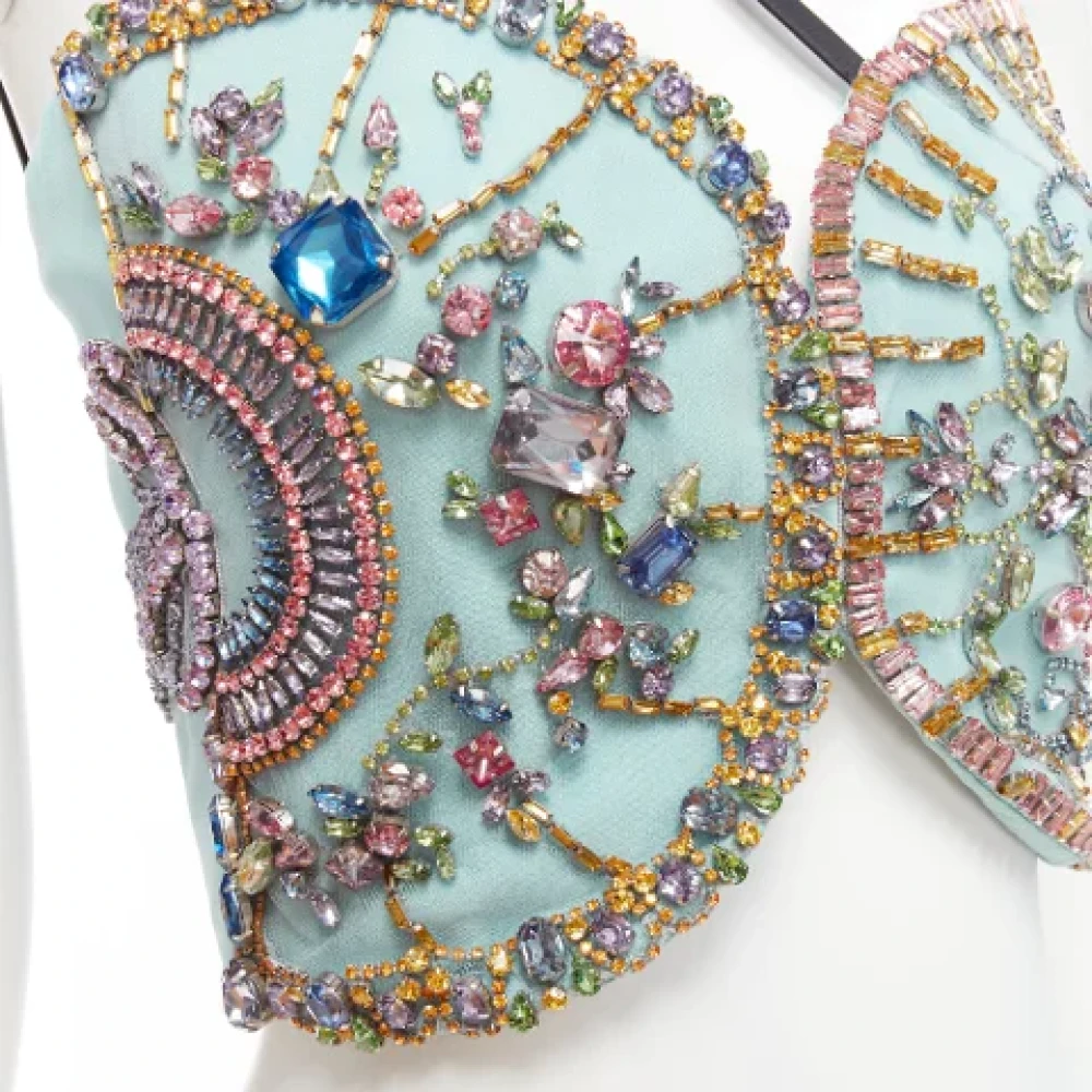 Versace Pre-owned Silk tops Blue Dames