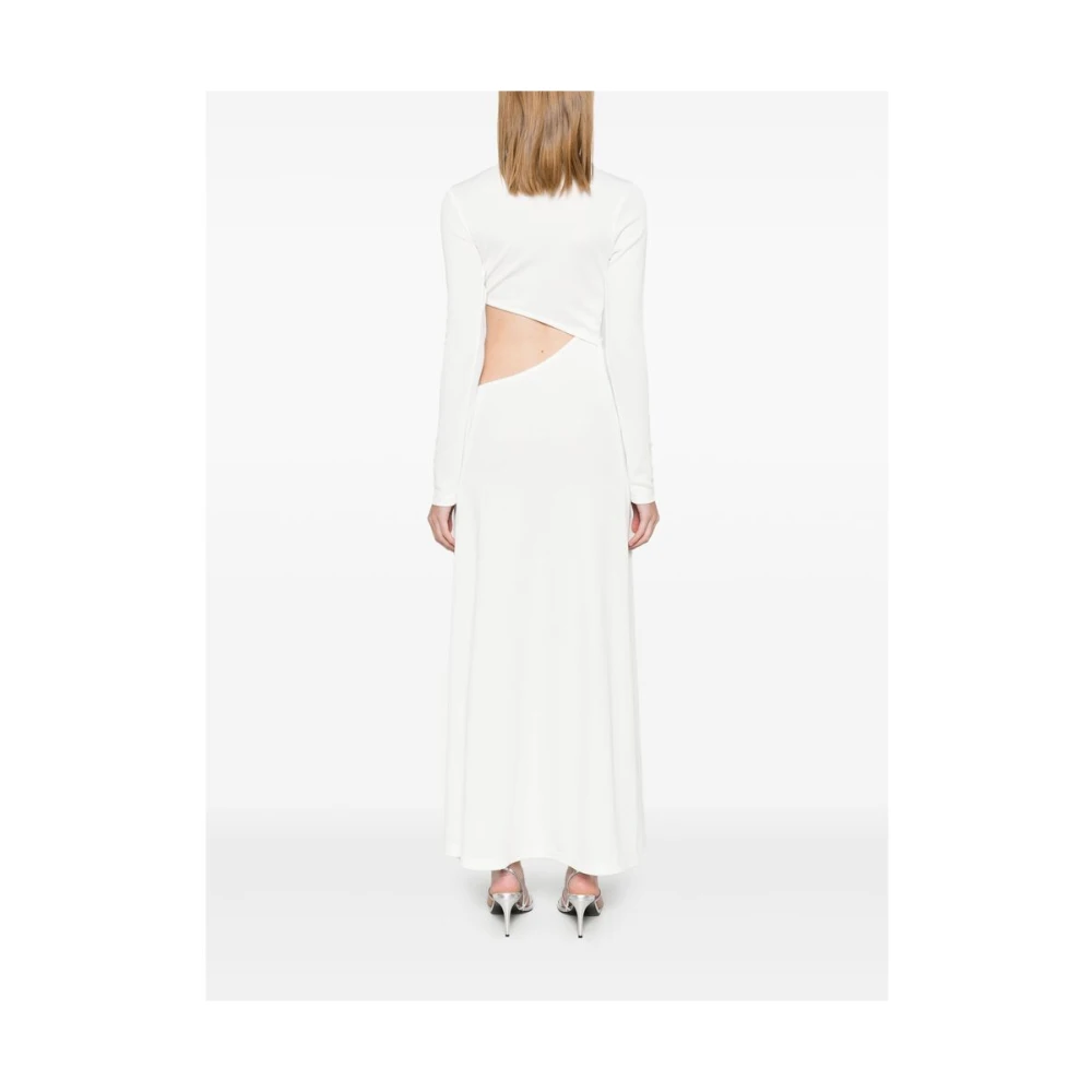 Christopher Esber Witte Geribbelde Jurk met Steenversiering White Dames