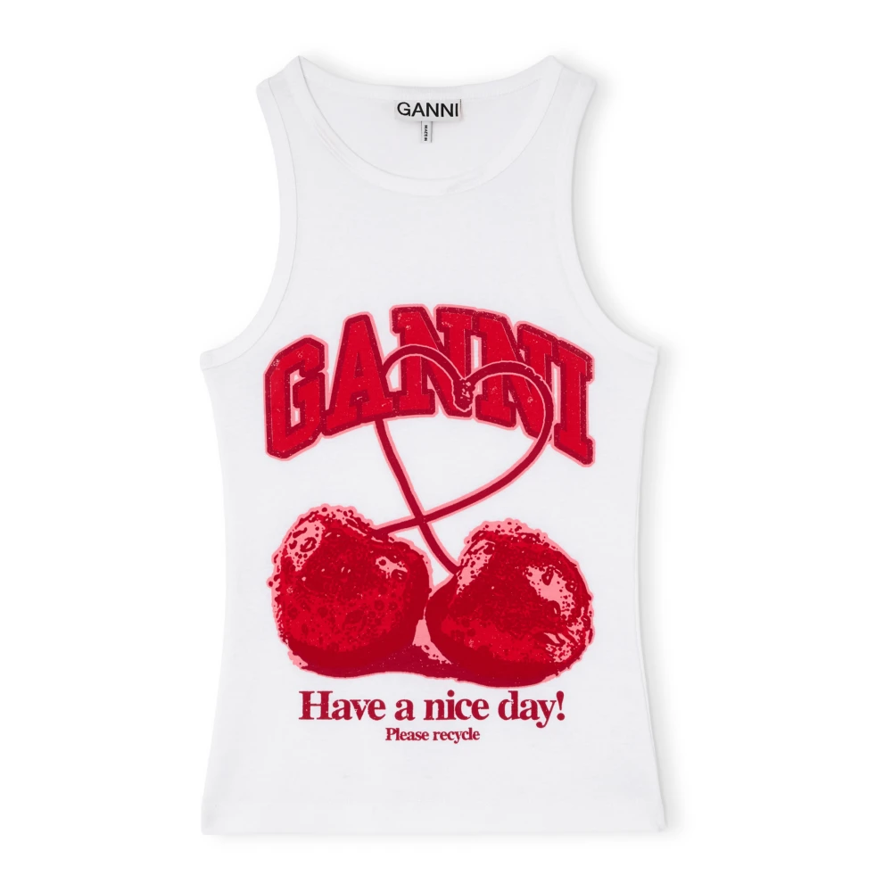 Ganni Women's White Sleeveless Tops - Sleeveless Tops - S - Tops