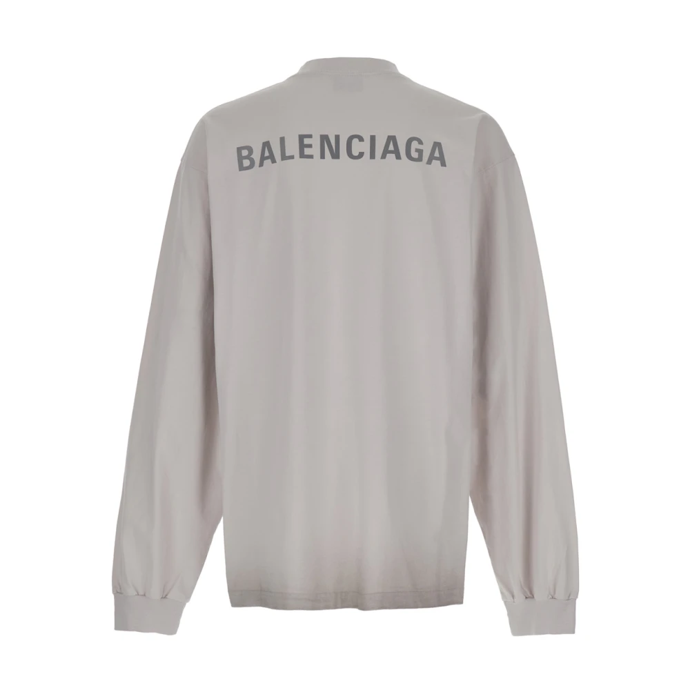 Balenciaga Logo Lettering Print Grijs T-shirt Gray Heren