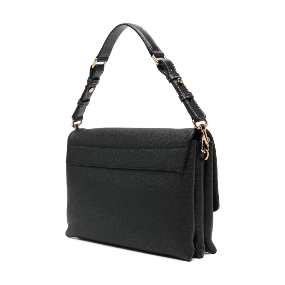 TOD'S Zwarte leren schoudertas met draaislot Black Dames