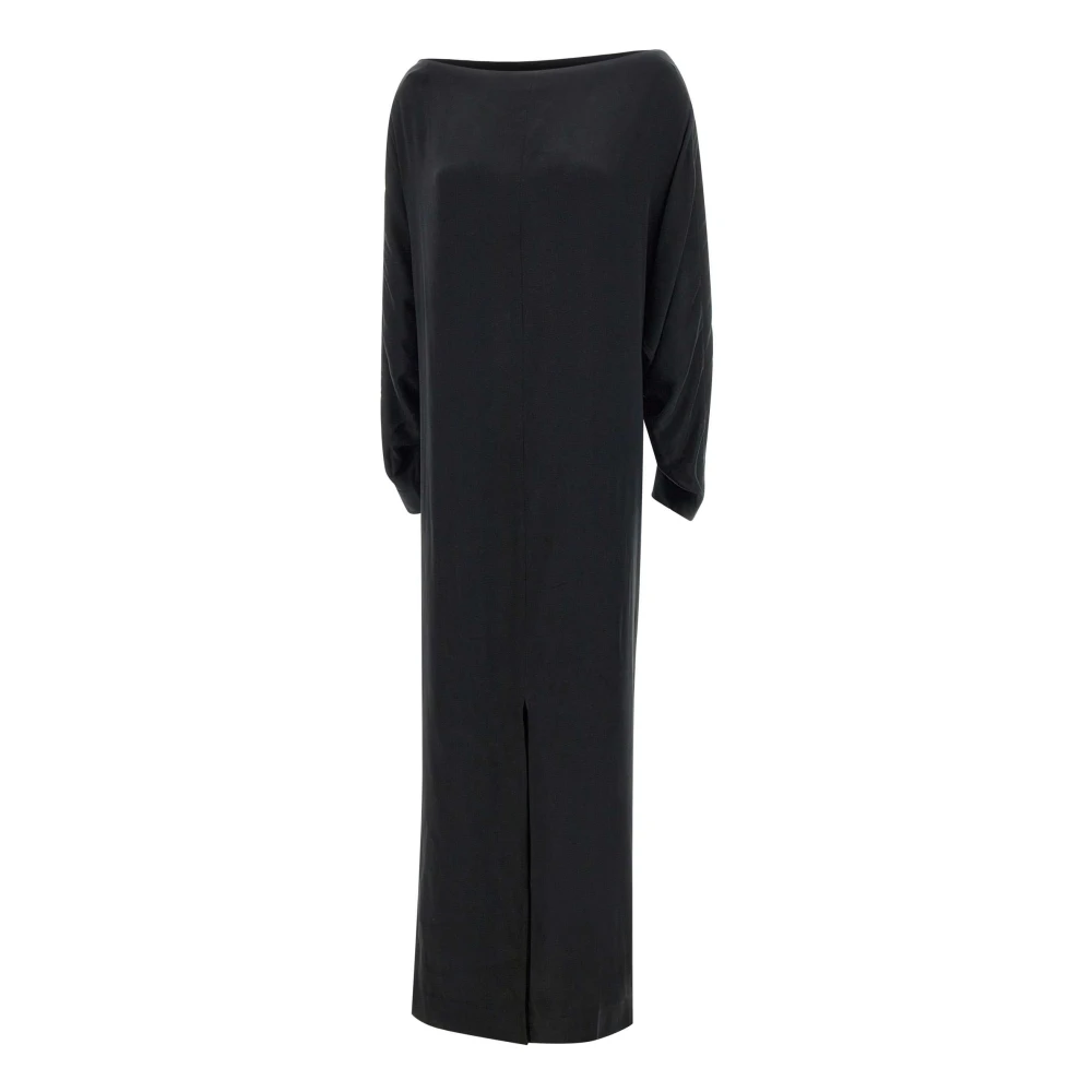 Remain Birger Christensen Zwarte Maxi Jurk met Vleermuismouwen Black Dames