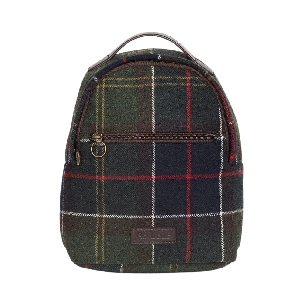 Barbour Klassieke Tartan Rugzak met Lederen Applicatie Green Dames