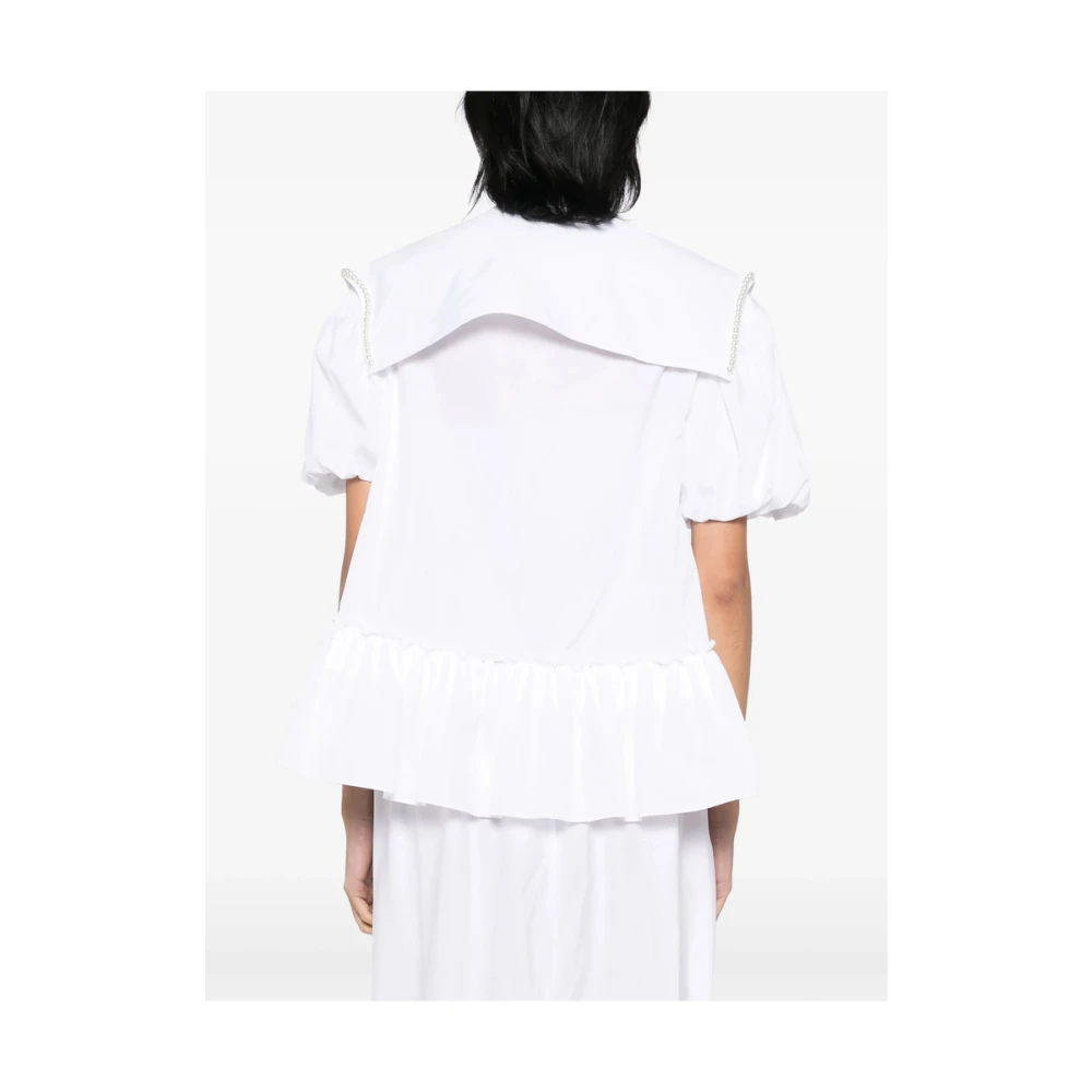 Simone Rocha Witte Faux-Parel Versierde Overhemd White Dames