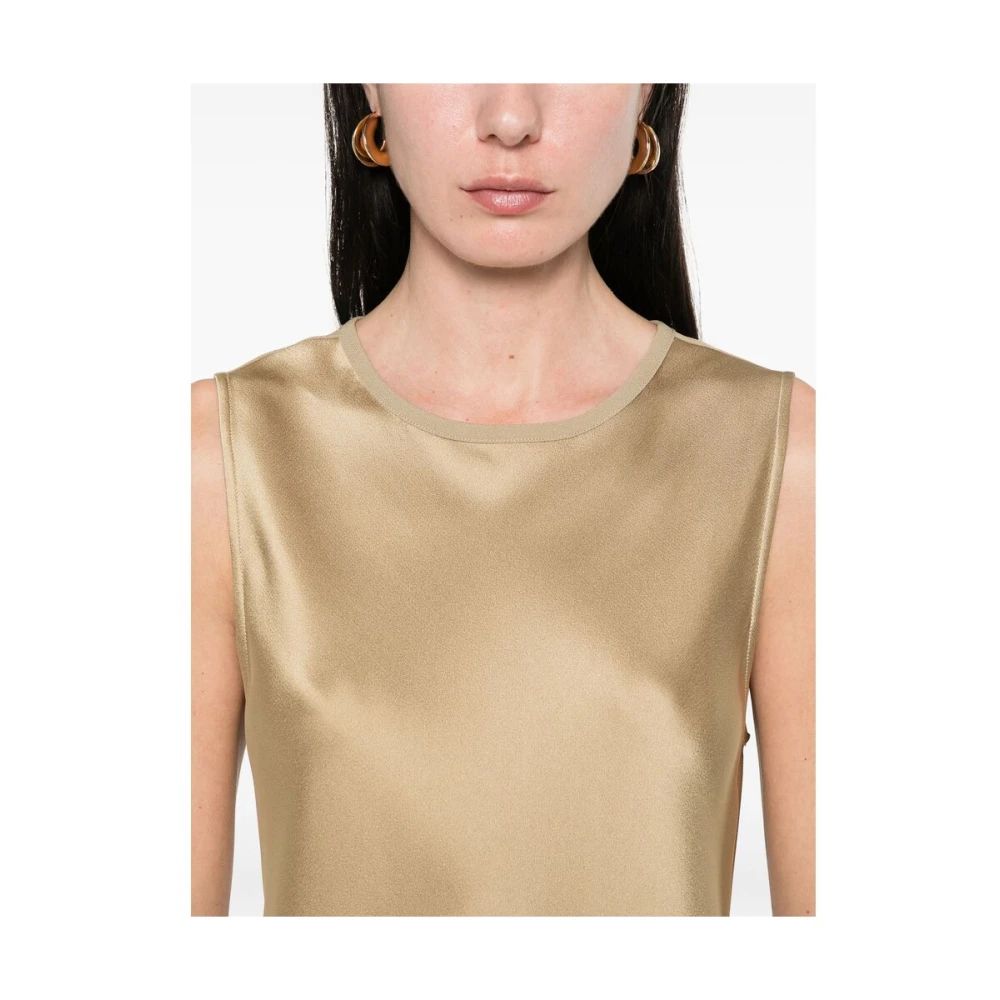 Forte Bruine Teardrop Crew Neck Mouwloze Top Brown Dames
