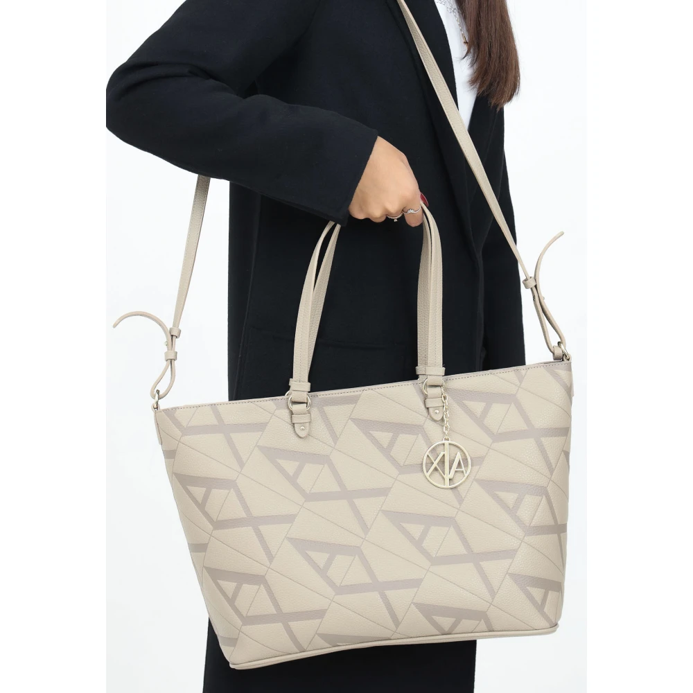 Armani Exchange Beige Shopper Tas met Metalen Details Brown Dames