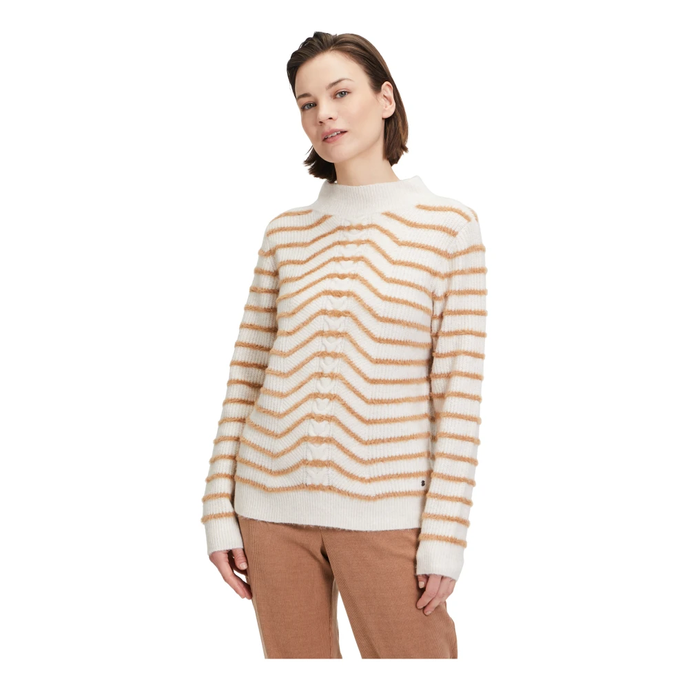 Betty & Co Gebreide trui met ronde hals Beige Dames
