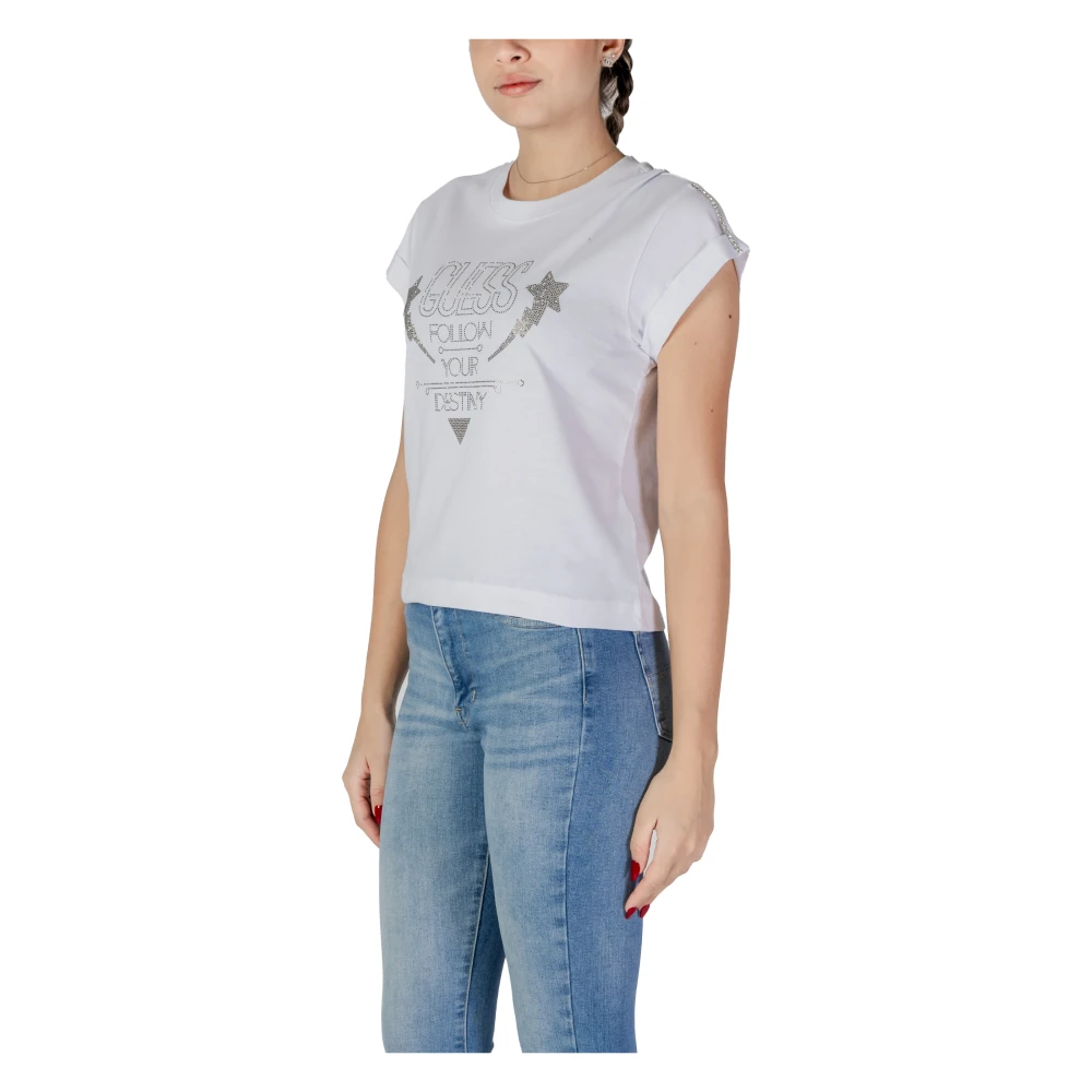 Guess Korte mouw katoenen T-shirt collectie White Dames