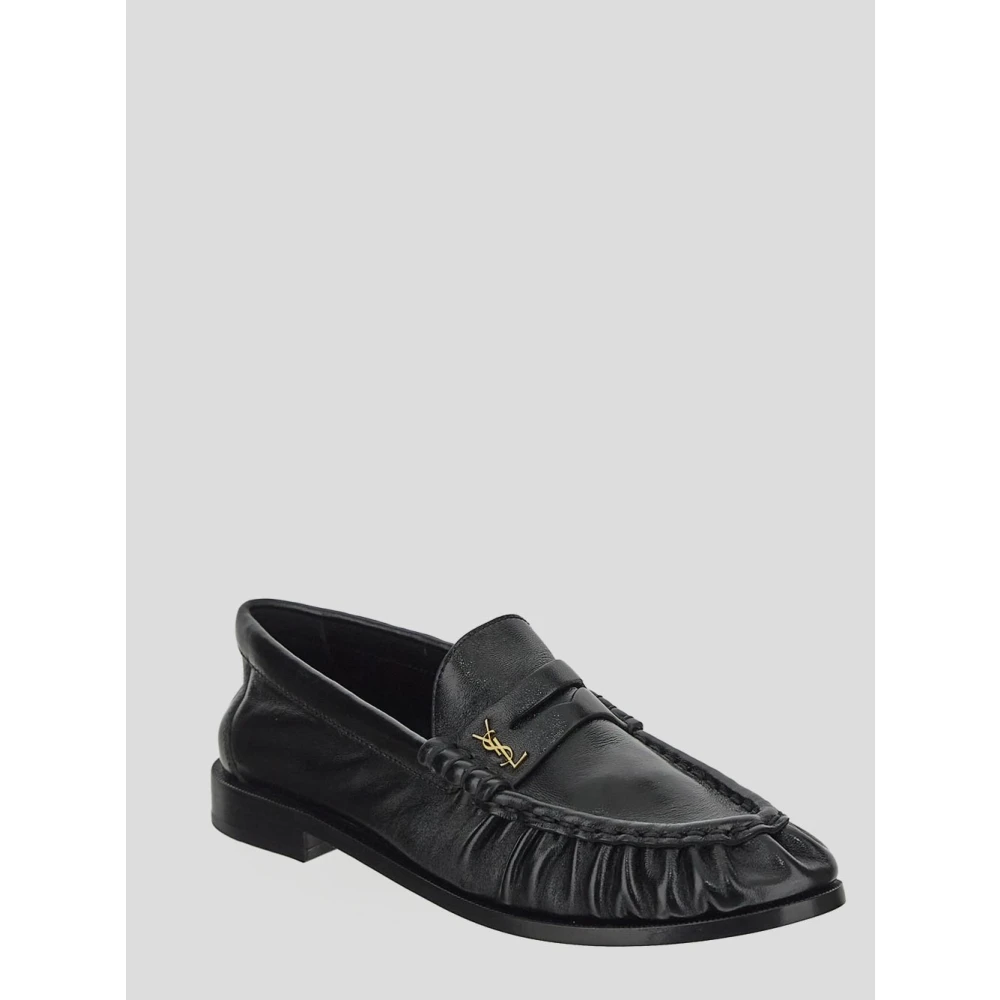 Saint Laurent Leren Penny Slipper Loafer Black Heren