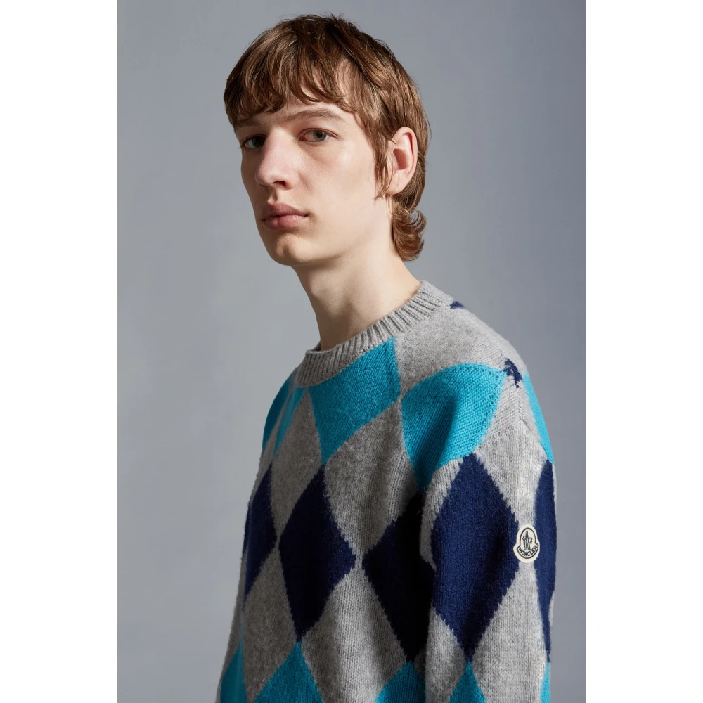 Moncler Argyle Crew Neck Wool Cashmere Sweater Multicolor Heren