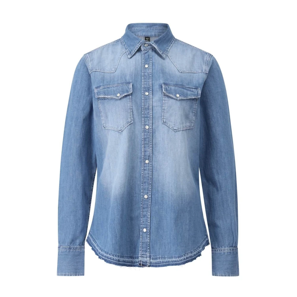 True Religion Western Stijl Denim Overhemd Blue Dames