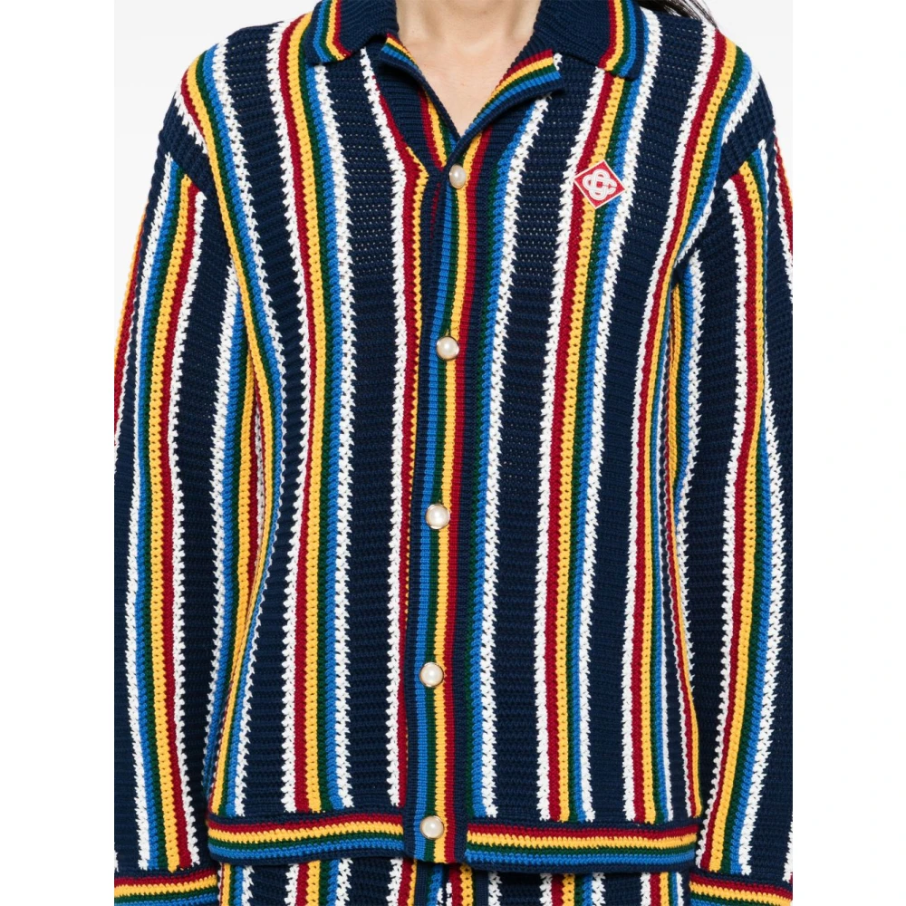 Casablanca Gestreept Gehaakt Shirt Blauw Multicolor Heren