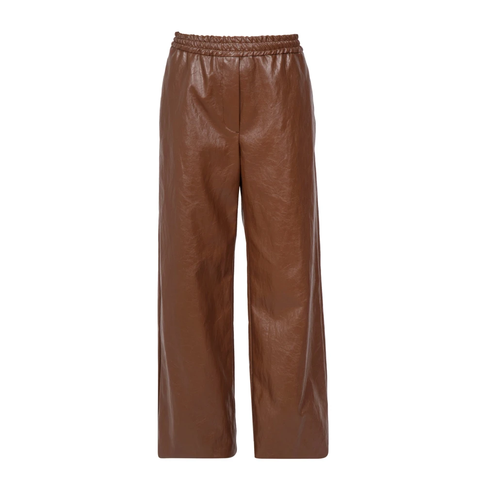 Max Mara Weekend Wijde broek van eco-leer in Plutone-stijl Brown Dames