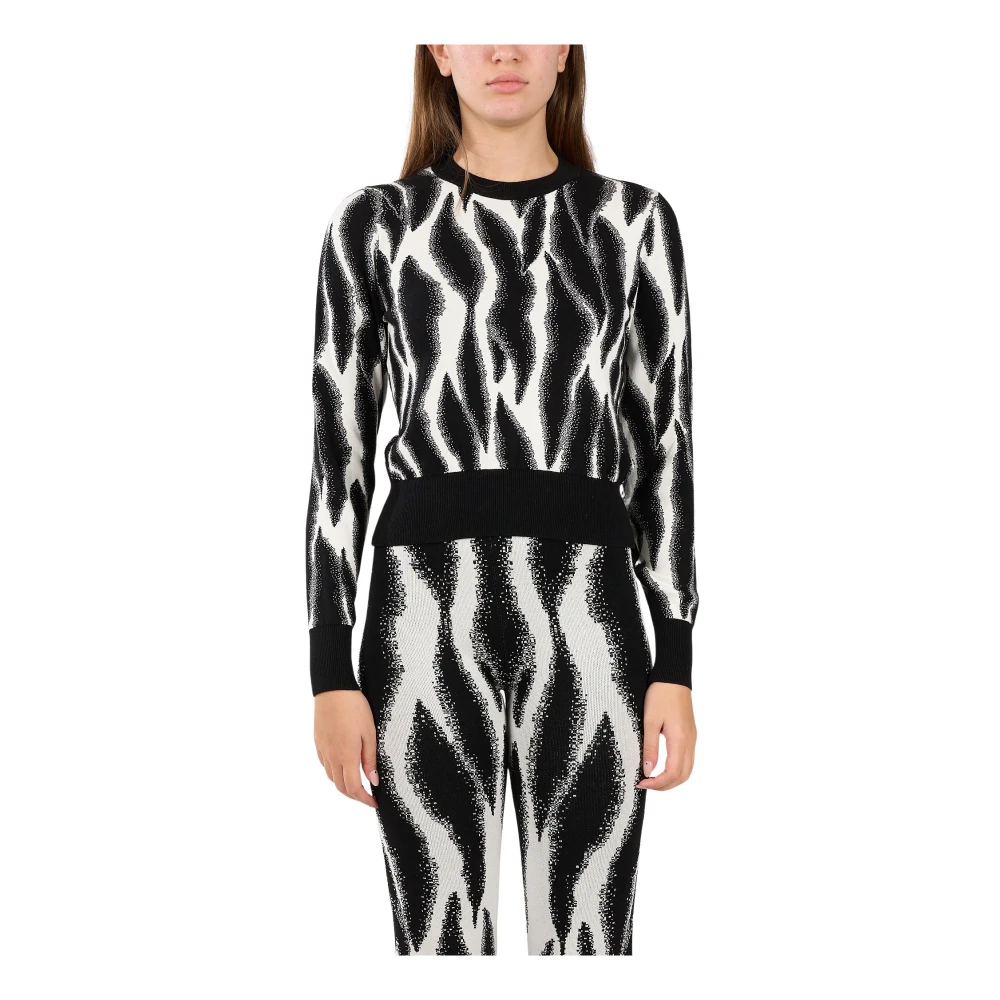 Akep Animal Print Cropped Viscose Top White Dames